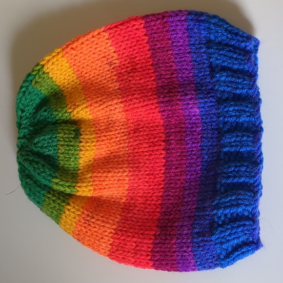 Lot of 3 Kid's NWOT Hand Knitted Wool Beanie Caps, Unique Unisex Multicolored - Picture 7 of 14